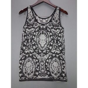 Rock & Republic Tank Top Skull Damask XL Grey Black Sleeveless Scoop Neck